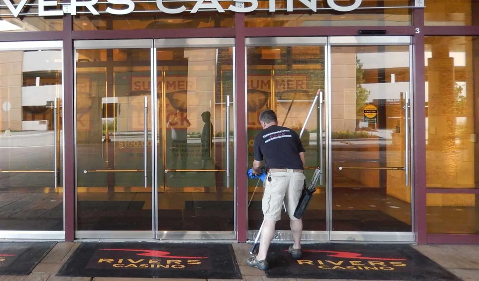 Rivers Casino window cleaning by Pane Bros